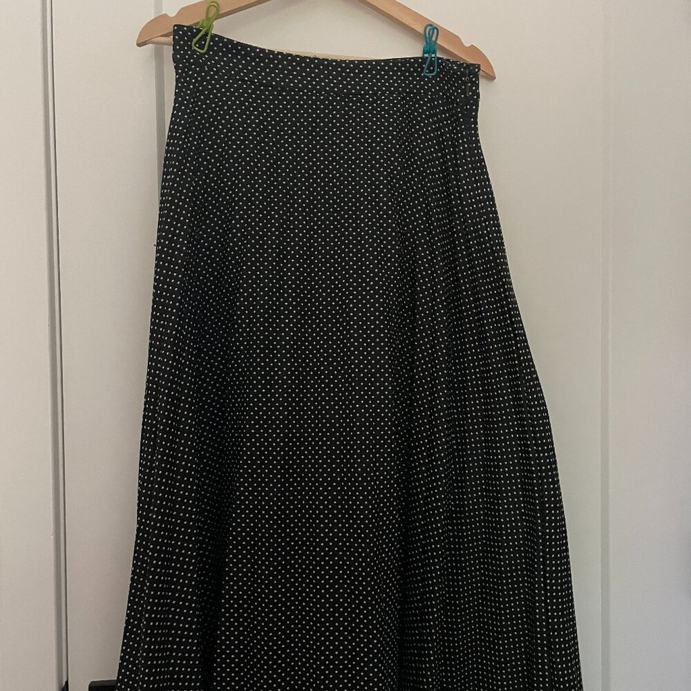 Pleated Midi Skirt - Small Dots